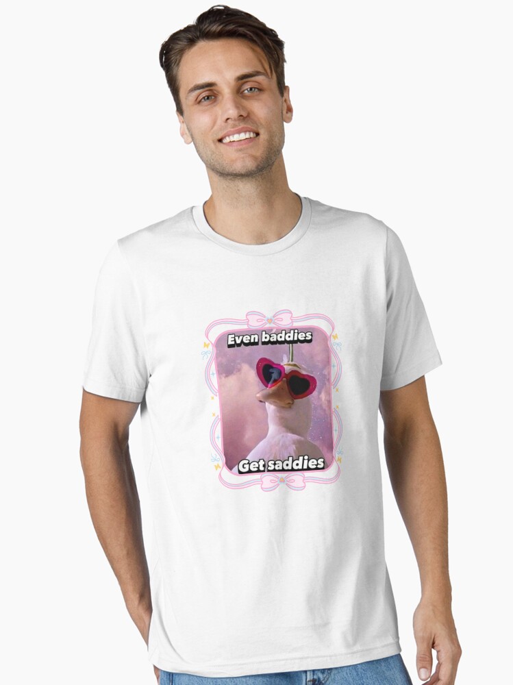 even-baddies-get-saddies-funny-cute-duck-girly-aesthetic-pink-bows-unisex-t-shirt-f2d01963-287471384649 Even Baddies Get Saddies, Funny Cute Duck, Girly Aesthetic, Pink Bows Unisex T-Shirt - Image 1