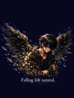 Falling Felt Natural – Broken Angel Black Wings Anime Design Unisex T-Shirt
