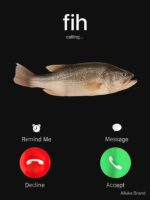 Fih Calling Remind me Message Decline Accept Phone Call Fish Unisex T-Shirt - Image 7