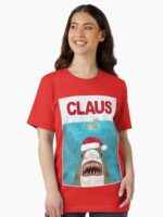 Funny Christmas Santa Claus Shark Reindeer Humor Unisex T-Shirt - Image 2