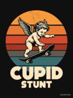 Funny Cupid Stunt Spoonerism Retro Skateboard Angel Skater Unisex T-Shirt - Image 7