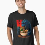 Funny Kaiju Eating Ramen Japanese Monster Lover Birthday Boy T-Shirt Unisex T-Shirt