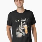 Funny Raccoon Drinking iced Coffee Unisex T-Shirt