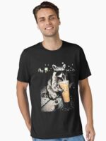 Funny Raccoon Drinking iced Coffee Unisex T-Shirt