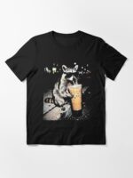 Funny Raccoon Drinking iced Coffee Unisex T-Shirt - Image 3