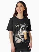 Funny Raccoon Drinking iced Coffee Unisex T-Shirt - Image 2