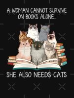 Funny Woman Books and Cats Unisex T-Shirt - Image 7
