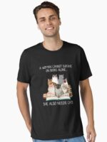 Funny Woman Books and Cats Unisex T-Shirt