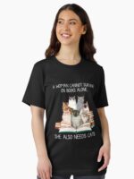 Funny Woman Books and Cats Unisex T-Shirt - Image 2