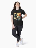 Godzilla Surfing The Great Wave by Hokusai Funny Parody Unisex T-Shirt - Image 4