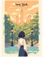 Golden Hour Dream in Central Park – 80s Anime Vista Unisex T-Shirt