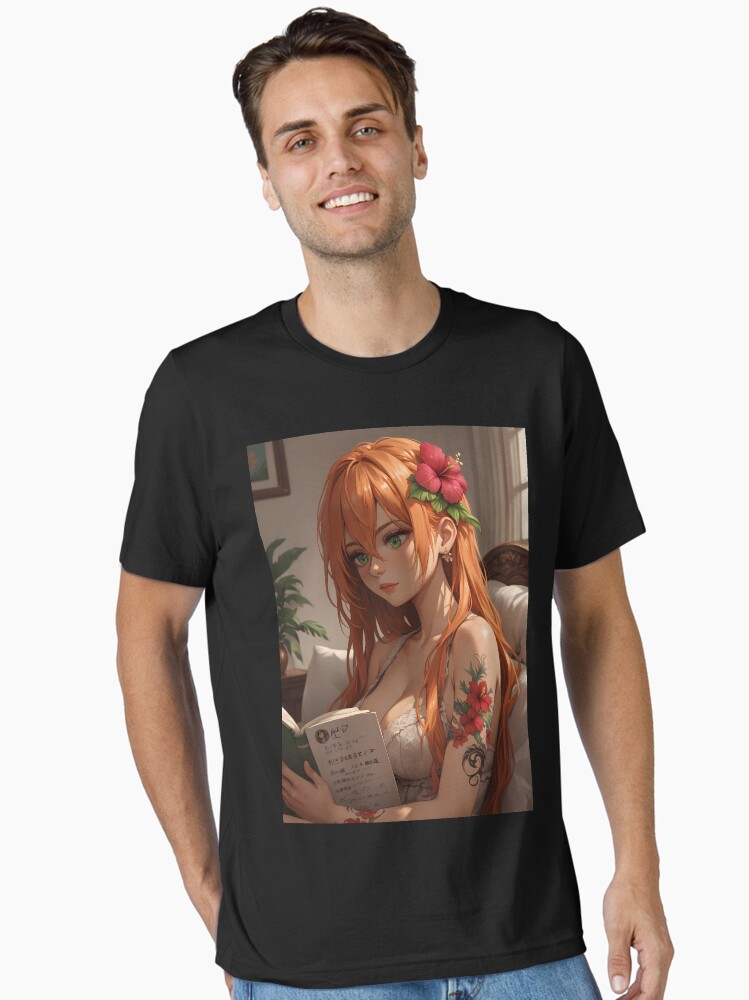 HANA: Hibiscus Anime Girl Reading a Book Poster Unisex T-Shirt HANA: Hibiscus Anime Girl Reading a Book Poster Unisex T-Shirt
