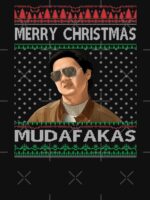 HANGOVER MERRY CHRISTMAS MUDAFAKAS Meme Ugly Sweater Design Christmas Hangover Movie Fan Art PEW PEW Unisex T-Shirt - Image 7