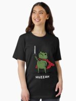 Huzzah Frog Knight Funny Sword Meme Quote Unisex T-Shirt - Image 2