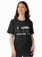 I Game Therefore I Am T-Shirt | Funny Gaming Controller Quote | Retro Video Games Console Player Gift Unisex T-Shirt - Image 2