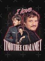 I Love Timothee Chalamet Pedro Pascal Cursed Fan Collage Unisex T-Shirt - Image 7