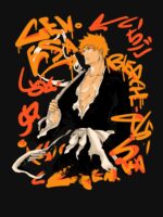Ichigo Bleach Anime Graffiti Style Action Character Illustration Graphic Unisex T-Shirt