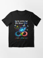 In April We Wear Blue Autism Awareness - Butterfly Autism Unisex T-Shirt - Image 3