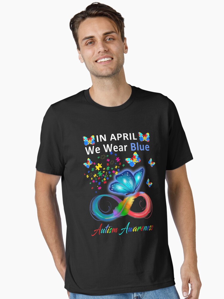 in-april-we-wear-blue-autism-awareness-butterfly-autism-unisex-t-shirt-4b35bfc4-339711792952 In April We Wear Blue Autism Awareness - Butterfly Autism Unisex T-Shirt - Image 1