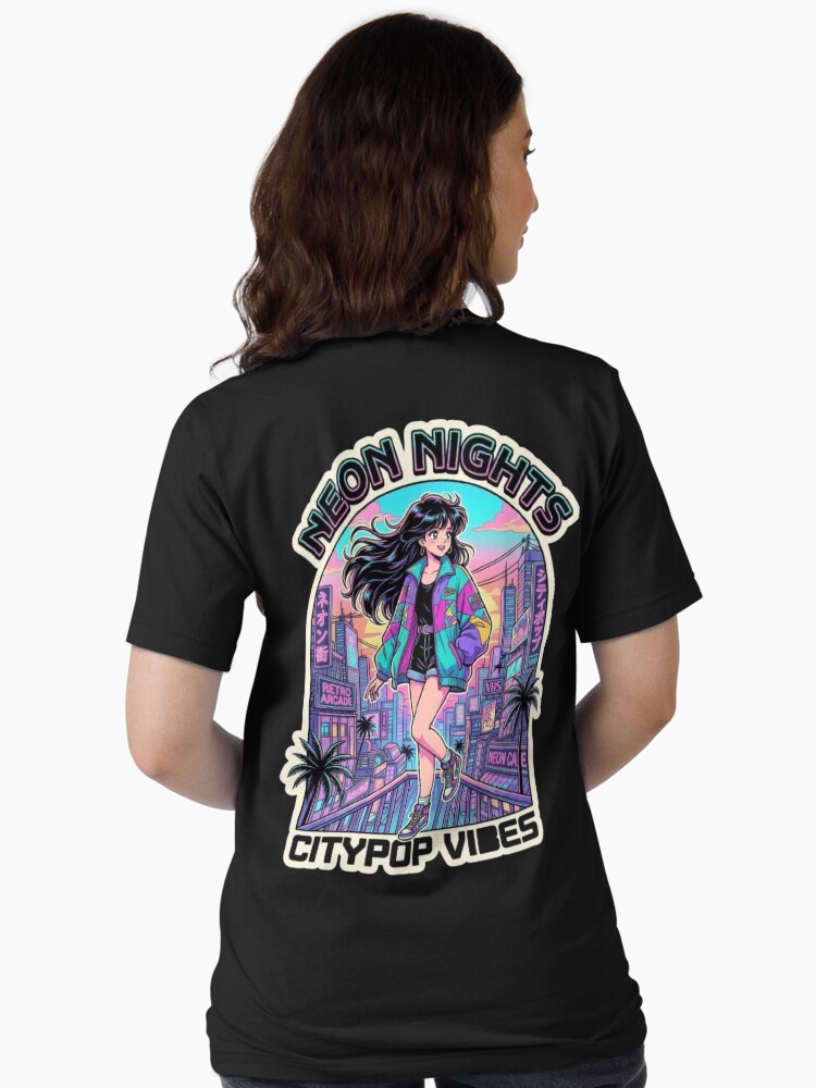 Neon Nights: Citypop Vibes - 90s Retro Anime Girl Aesthetic Unisex T-Shirt Neon Nights: Citypop Vibes - 90s Retro Anime Girl Aesthetic Unisex T-Shirt