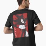 Normal Black Shadow Hedgehog anime manga style Background Red Unisex T-Shirt