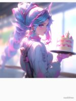 Pastell Anime Girl mit Kuchen – Cute Dessert Anime Design Unisex T-Shirt