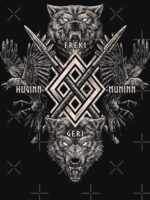 Viking Wolf Raven of Odin Geri Freki Huginn Muninn Gungnir Norse Mythology Essential T-Shirt