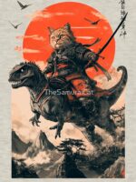 Samurai cat riding a dinosaur Essential T-Shirt