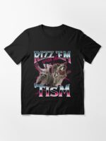 Rizz Em With the Tism Meme - Funny Autism Racoon in vintage 90s bootleg style Unisex T-Shirt - Image 3