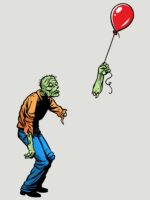 Sad Zombie with Balloon Unisex T-Shirt - Image 7