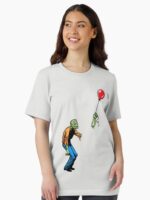 Sad Zombie with Balloon Unisex T-Shirt - Image 2