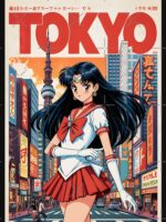 Sailor Mars Vintage Travel Poster in Tokyo Unisex T-Shirt