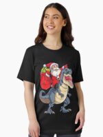 Santa Riding Dinosaur T rex T Shirt Christmas Gifts X-mas Kids Boys Girls Man Women Unisex T-Shirt - Image 2
