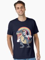 Unicorn Riding Dinosaur T Shirt T-Rex Funny Unicorns Party Rainbow Squad Gifts for Kids Boys Girls Essential T-Shirt