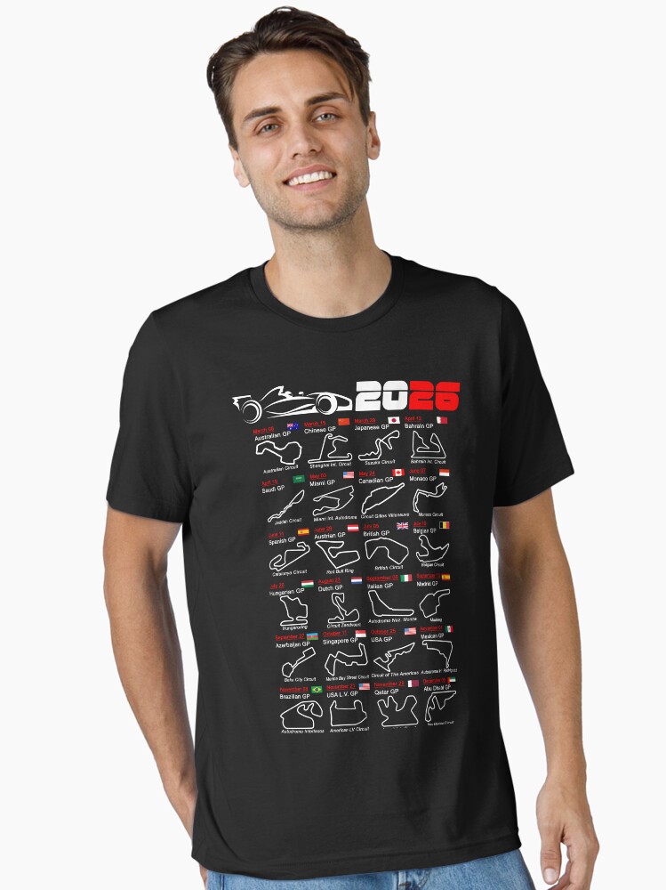 Calendar Formula race cars 2026 named circuits v2 Essential T-Shirt