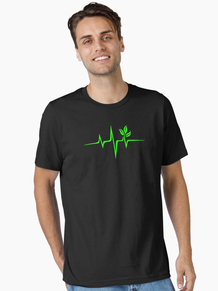 Heartbeat, Pulse Green, Vegan, Frequency, Wave, Earth, Planet Essential T-Shirt