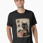 Cat Ramen Japanese Funny Graphic Tees Kawaii Cat Anime Gifts Essential T-Shirt