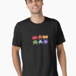 Space Invaders Pixel Art Rainbow Aliens Essential T-Shirt