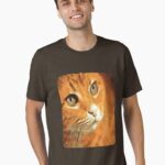 Orange Tabby Cat Face Black Outline Art Essential T-Shirt