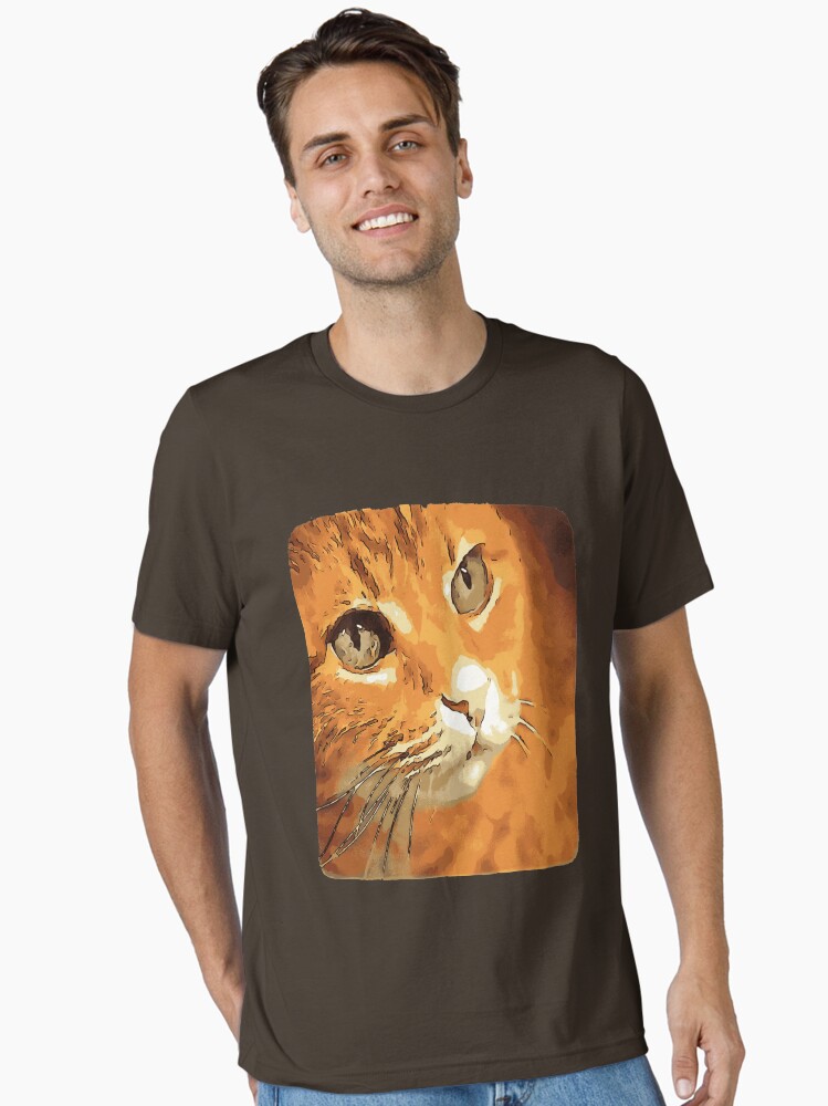 Orange Tabby Cat Face Black Outline Art Essential T-Shirt
