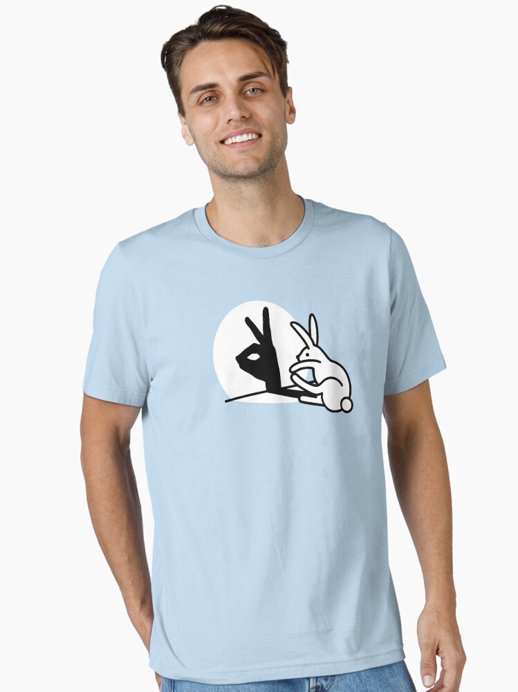 Funny Rabbit hand shadow puppets humor pop art Essential T-Shirt