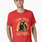 Think Fasta Eat Pasta - Funny Hungry Cat Essential T-Shirt