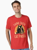 Think Fasta Eat Pasta - Funny Hungry Cat Essential T-Shirt