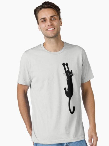 Black Cat Holding On Essential T-Shirt