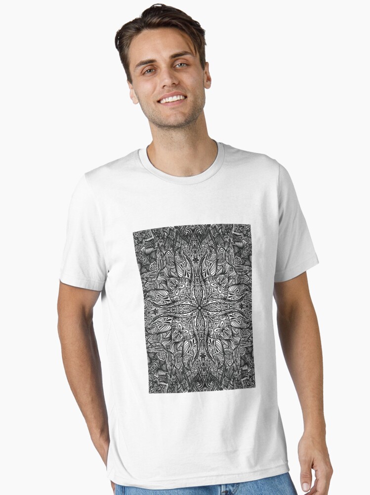 Midnight Obsidian Hand-Drawn Intricate Mandala Essential T-Shirt