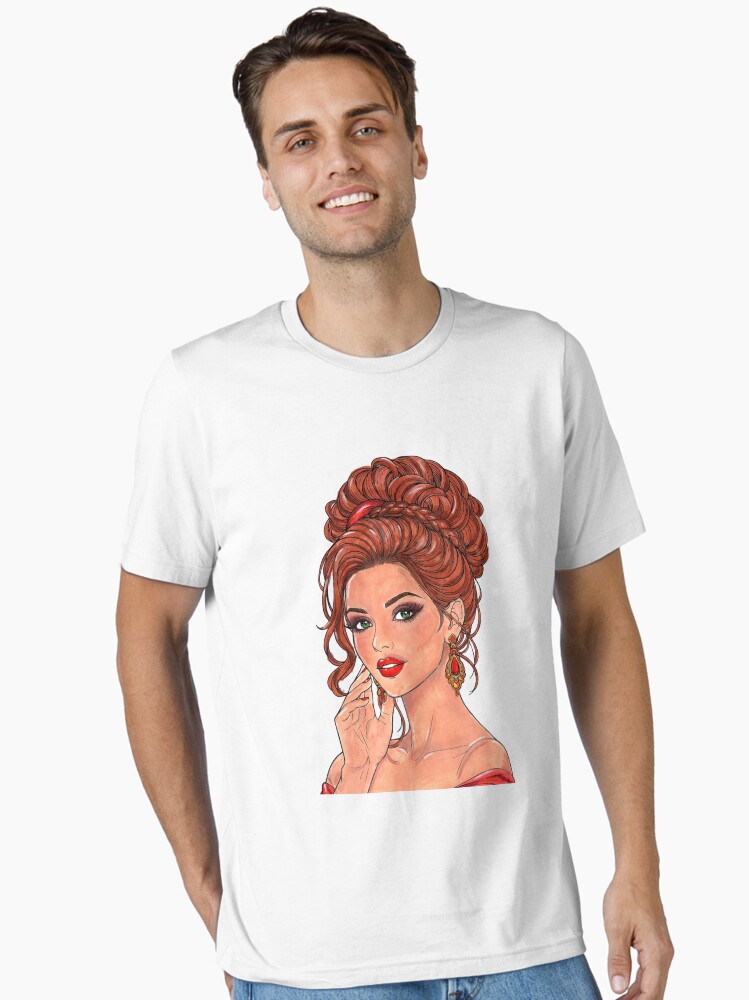Retro Glam Red Hair Girl Portrait Essential T-Shirt