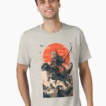 Samurai cat riding a dinosaur Essential T-Shirt