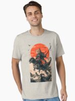 Samurai cat riding a dinosaur Essential T-Shirt