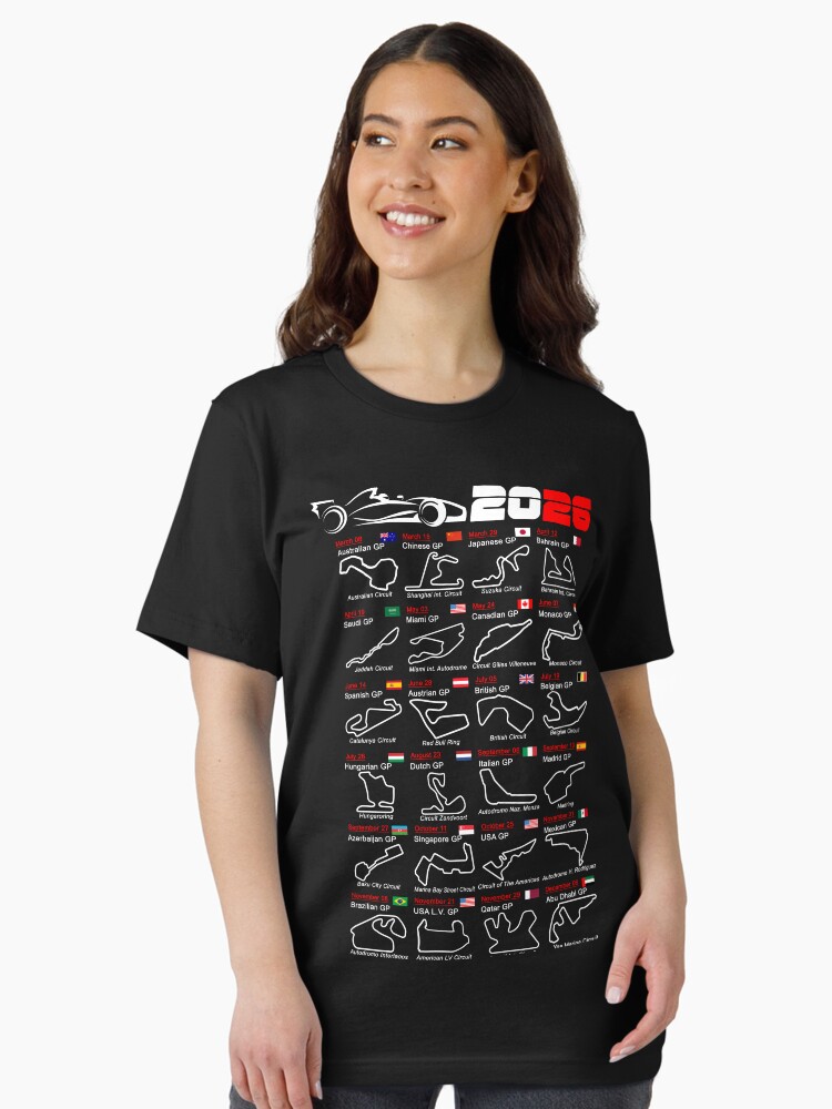 Calendar Formula race cars 2026 named circuits v2 Essential T-Shirt