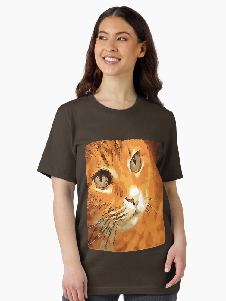 Orange Tabby Cat Face Black Outline Art Essential T-Shirt
